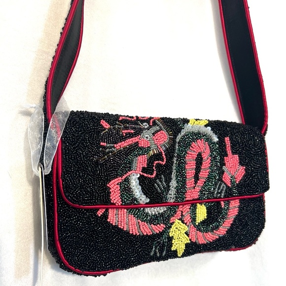 🐍MADE IN INDIA Snake/Dragon Beaded Shoulder Bag🐍NWT - Picture 7 of 15